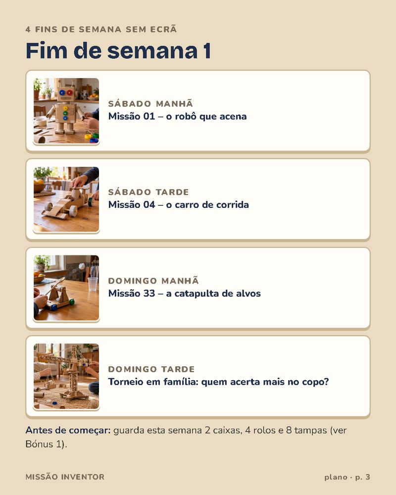 Plano do primeiro fim de semana